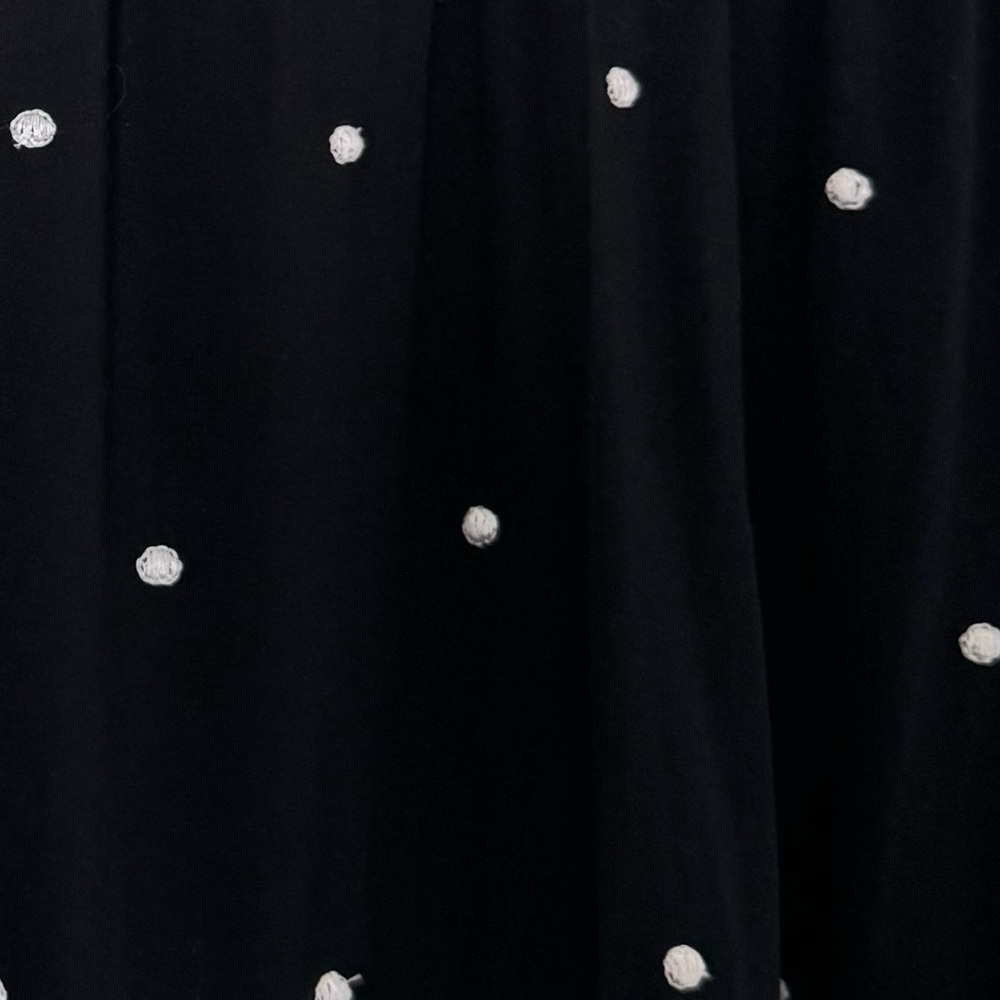 LOFT Puff Sleeve Embroidered Polka Dot Tiered Swing Dress Size Medium - Picture 6 of 10